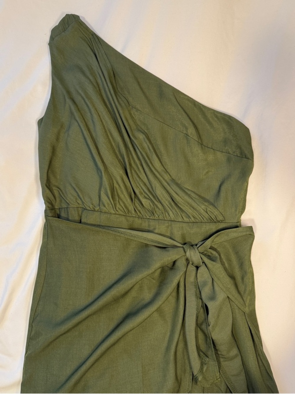 Olive Green One-Shoulder Mini Dress